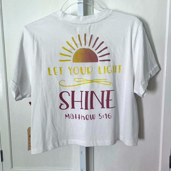 LET YOUR SUN SHINE! | M | Crop Tee | NWT | Embroidered Sun!☀️ - Picture 7 of 13